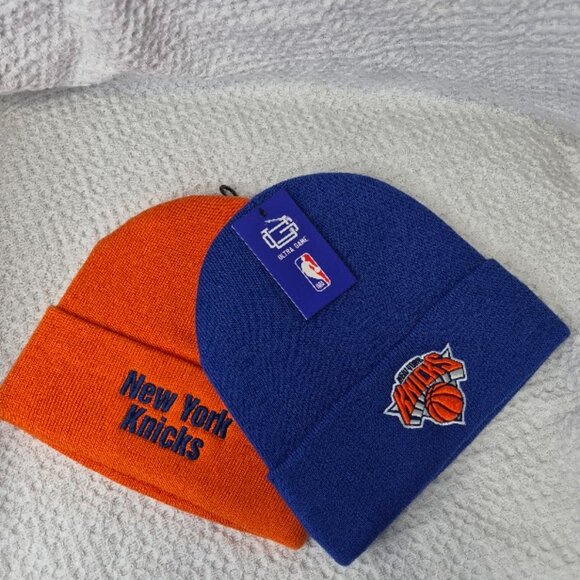 NBA New New York Knicks Knit Beanie Hats 2 Pcs Set Embroided Logo One Size New - Picture 4 of 9